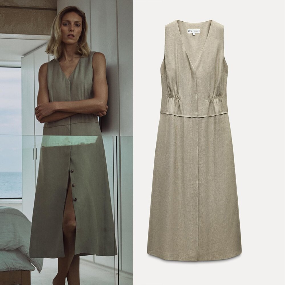 NEW ZARA linen dress 8423 size XS
